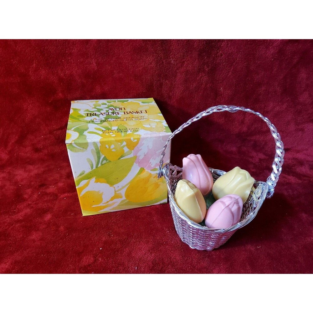 New Vintage Avon Treasure Basket with 4 fragranced soaps